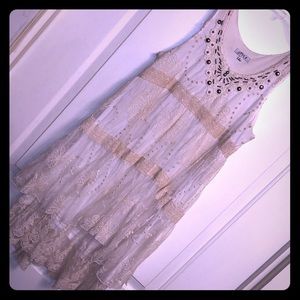 White lacy dress. Hippie!